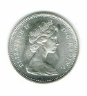 1965 Canadian Brilliant Uncirculated Qeii   Schooner Silver Ten  Cent Coin 