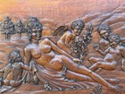 Nude Venus With Cherubs French  Architectural Hand Carved Oak Wood Plaque panel