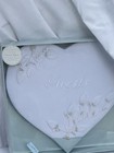 Nib Victoria Lynn Baby Rose Heart Shaped Wedding Guest Book White Satin Beaded