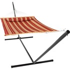 Double Outdoor Hammock With Stand  Red Stripe By Sunnydaze