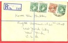 Nigeria Stationary Registered Envelope Up-rated Cover Lagos To Usa 1938