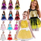 Girl Sequins Ballet Dress Gymnastics Dance Leotard With Tutu Skirt Party Costume