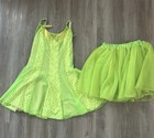 Girls Custom Contemporary Dance Costume Size 10 Neon Green Tutu Skirt Dress