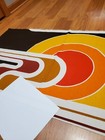 Awesome Rare Vintage Mid Century Retro 70s 60s Groovy Wavy Circle Sunset Fabric