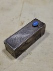 Vintage antique  800 Silver Hand Etched Lipstick Case W mirror blue Stone l  k  
