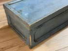 Rare Antique Early Country Wood Small Chest Old Blue Paint 14    Primitive Decor