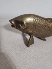 Vintage Solid Yellow Brass Koi Or Carp Fish Figurine Statue 9 3 4  Long 