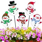  5 Pack 12   H Metal Christmas Yard Stakes Outdoor Decorations Garden Snowman