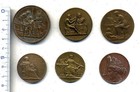 Lot Of 6 Antique Vintage French Bronze Medals   19th-20th Century Numismatic
