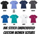 Ink Stitch Design Your Own Custom Logo Texts Embroidery Women Work Scrub Shirts