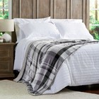 Xl Throw Blanket Long Sherpa Fleece Super Soft Fuzzy Plaid Grays 60 X 70 Inch