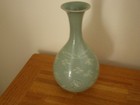 Vintage Korean Celadon Vase With Cranes   Clouds Makers Mark 10 1 2 