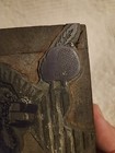 Vintage Antique Metal On Wood Ink Block Printing Stamp