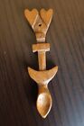 Welsh Love Spoon Mini With Double Heart Diamond Horseshoe 3  Celtic Wood Wales