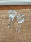 2 Vintage Heavy Faceted Crystal-clear Glass Decanter Bottle Stoppers