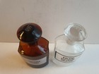 Set Of 2 Vtg Glass Apothecary Pharmacy Jars bottles W labels W stoppers X 250ml