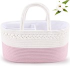 Pink Cotton Rope Diaper Caddy     Baby Essentials Organizer  Nursery Storage