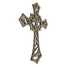 Fleur De Lis Wall Cross Scrolls Rustic Gold Antique Finish Cast Iron 10 1 4 In