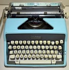 Antique 1962 Blue Olympia Deluxe Sm7 Vintage Typewriter  Serial No 2005593 