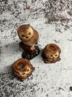 Vintage Trio Of Plaster Owl Candle Holders