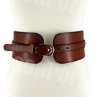 Women Wide Elastic Waist Vintage Soft Cowhide Full Grain Leather Waistband Belt