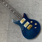 Solid Body Electric Guitar Stainless Rounded Fret H-h Pickups Blue Quilted Maple
