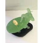 Vintage 50s Jade Green Peking Glass Ram Zodiac Sheep Figurine Wood Stand
