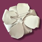 Large Enamel Flower Brooch White Sculptural Floral Pin Vintage 3 Inch