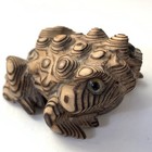 Vintage Japanese Cryptomeria Frog Hand Carved Cedar Wooden Toad