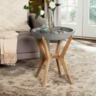 Celeste Dark Gray Round Wood Indoor outdoor Side Table