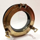 15 inch Canal Boat Porthole Brown Door Window Glass Porthole Handmade Home Decor