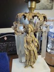 Antique 19th C  Victorian  lady Sultan  Brass   Marble Girandole Candlestick   
