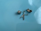Vintage Sterling Silver Charm Sewing Machine Opening Fancy Scissors Pendant 6 8g