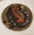 Vtg Horse 3d Wall Plaque Rope Horseshoe 10 5    Round Resin 2 7 Lbs Nice Details