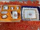 Vintage Limoges Hp Porcelain Miniature Tea Set W tray Courting Couple