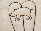 Vintage Twisted Wire Pig heart Rug Beater Wooden Handle 24  Primitive