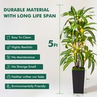 Novaroot 5ft Artificial Dracaena Tree Faux Yucca Tropical Plant In Black Pot
