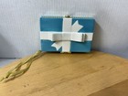 Vintage Blue Porcelain Trinket Gift Card Holder W white Ribbon   Bow