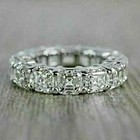 Moissanite 4ct Asscher Cut Full Eternity Wedding Ring Band 14k White Gold Plated