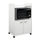 Signaturehome Ayla White F ish 2-door Kitchen Microwave Cart With 4 Wheels 2 Lo