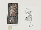 Long Lady Wood Mounted Metal Printing Block Plate Vintage Letterpress