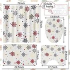  4 Pcs Christmas Shower Curtain Set Snowflakes Shower Curtain With Non Slip 