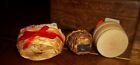 Lot Of 3 Adorable Vintage Handmade Ooak Sewing Baskets Fabric Thread Scissors 