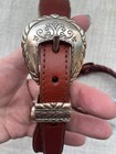 Brighton 1995 Western Leather Double Braided Rope Belt 32-35    Silvertone