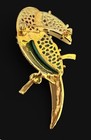 Vintage Hattie Carnegie Toucan Brooch Faux Coral Turquoise Resin Bird Pin Enamel