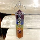 Rainbow Chakra Crystal Double Point Pendant 7 Bonded Stone Necklace Reiki Healin