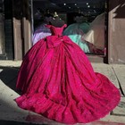 Rose Pink Quinceanera Dresses Shiny Lace Sequins Appliques Ball Gowns Sweet 16