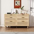 51 rattan Dresser W drawers 6 Drawer Dresser For Bedroom clothes Storage Cabinet