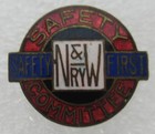 Antique Norfolk   Western Railway Safety Committee Lapel Pin Badge C  1915 Rare