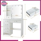 Vanity Makeup Desk Dressing Table With Led Lighted Mirror W  Power Outlet White